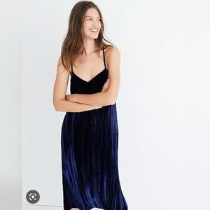 Madewell Blue Velvet Midi Dress